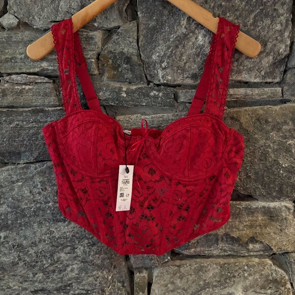 GARAGE, "RODEO LACE-BUSTIER" SZ L RED (CHILIPEPPER) NWT - Picture 1 of 4